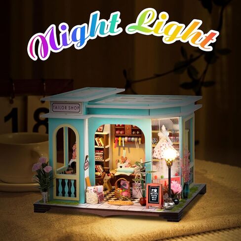 DIY Miniature House Kit,Tiny House Pet Shop with Furniture & LED,DIY Dollhouse Miniature Kit for Adults Teen,Mini House Building kit,3D Wooden Craft Mini Model Kit,Birthday Gifts Home Decor in Saudi Arabia