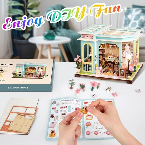 DIY Miniature House Kit,Tiny House Pet Shop with Furniture & LED,DIY Dollhouse Miniature Kit for Adults Teen,Mini House Building kit,3D Wooden Craft Mini Model Kit,Birthday Gifts Home Decor in Saudi Arabia