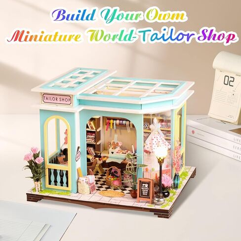 DIY Miniature House Kit,Tiny House Pet Shop with Furniture & LED,DIY Dollhouse Miniature Kit for Adults Teen,Mini House Building kit,3D Wooden Craft Mini Model Kit,Birthday Gifts Home Decor in Saudi Arabia