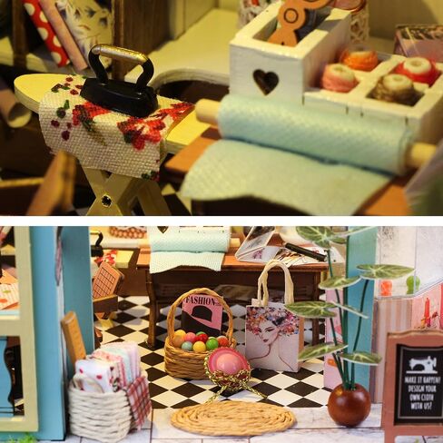 DIY Miniature House Kit,Tiny House Pet Shop with Furniture & LED,DIY Dollhouse Miniature Kit for Adults Teen,Mini House Building kit,3D Wooden Craft Mini Model Kit,Birthday Gifts Home Decor in Saudi Arabia