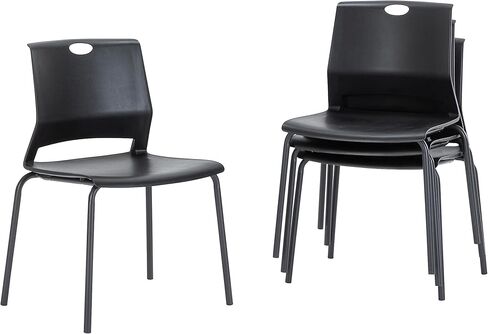 Sidanli Stackable Office Chairs, Green Guest Chairs with Comfortable Streamline Seat, Stacking Chairs No Wheels for Conference Room, Set of 4. in Saudi Arabia