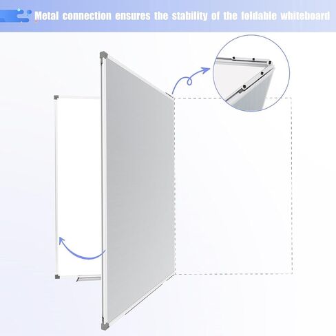Large White Board for Wall, 72 x 40 inch Magnetic Dry Erase Whiteboard, Foldable Board Wall Mounted Silver Aluminum Frame with 2 Marker Trays for Office School & Home in Saudi Arabia