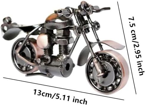 Jilukibo نموذج دراجة نارية الحديد الإبداعي للرجال هدية عيد ميلاد، المنزل خمر الحلي المعدنية الرجعية موتو لمحبي الدراجات النارية أو الدراجين، مجموعة ديكور سطح المكتب (برونزية) in Kuwait