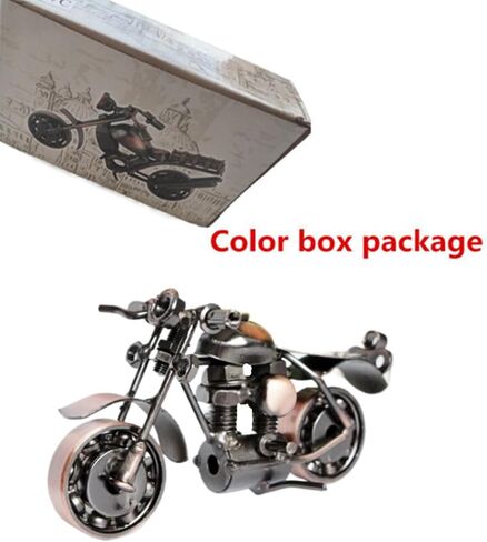 Jilukibo نموذج دراجة نارية الحديد الإبداعي للرجال هدية عيد ميلاد، المنزل خمر الحلي المعدنية الرجعية موتو لمحبي الدراجات النارية أو الدراجين، مجموعة ديكور سطح المكتب (برونزية) in Kuwait
