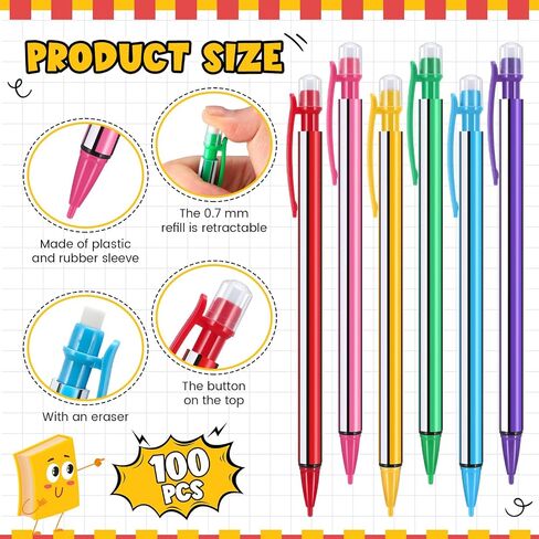 100 Pieces Mechanical Pencils 0.7 mm with Eraser Pastel Art Pencils for Kid School Student Writing Drawing Sketching in Saudi Arabia