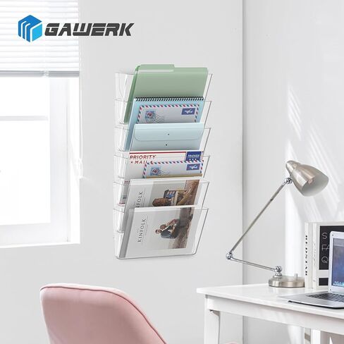 Clear Acrylic Single Pocket, Plastic Hanging Wall Mount File Holder for Office Home (Gray, 8 Pack) in Kuwait