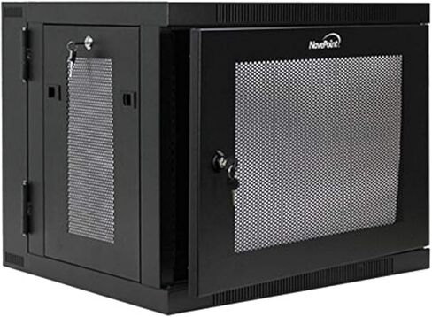 NavePoint 9U Server Cabinet with Hinged Back - 17.7" Deep, 9U Server Rack Enclosure with Locking Perforated Door, Wall Mount Rack with Removable Side Panels, 9U Network Cabinet, Pre-Assembled in Saudi Arabia