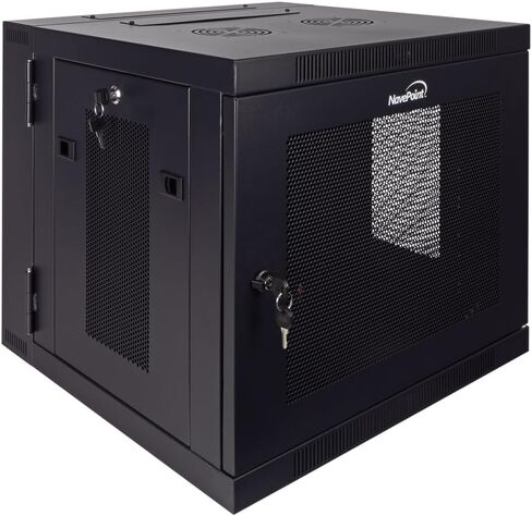 NavePoint 9U Server Cabinet with Hinged Back - 17.7" Deep, 9U Server Rack Enclosure with Locking Perforated Door, Wall Mount Rack with Removable Side Panels, 9U Network Cabinet, Pre-Assembled in Saudi Arabia