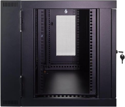 NavePoint 9U Server Cabinet with Hinged Back - 17.7" Deep, 9U Server Rack Enclosure with Locking Perforated Door, Wall Mount Rack with Removable Side Panels, 9U Network Cabinet, Pre-Assembled in Saudi Arabia