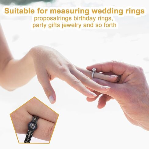 مجموعة قياس مقاس الخاتم قطعتين من amaxiu، مقاس الخاتم مع مقياس حجم الخاتم الزجاجي المكبر، أداة قياس حجم الإصبع القابلة لإعادة الاستخدام للرجال والنساء in Kuwait