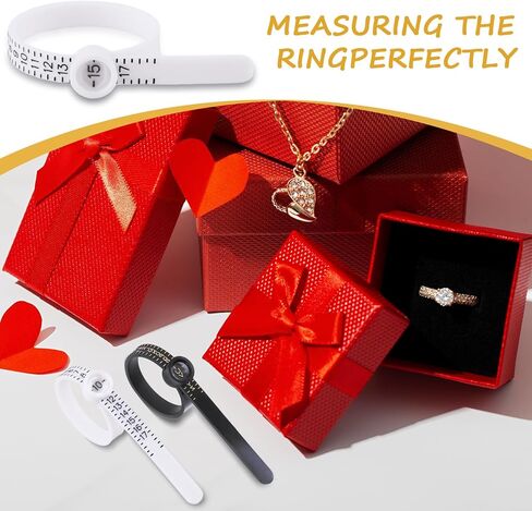 مجموعة قياس مقاس الخاتم قطعتين من amaxiu، مقاس الخاتم مع مقياس حجم الخاتم الزجاجي المكبر، أداة قياس حجم الإصبع القابلة لإعادة الاستخدام للرجال والنساء in Kuwait