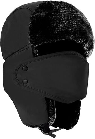 TZ Promise Unisex Winter Trapper Russian Hats with Face Mask Earflaps Faux Fur Outdoor in Saudi Arabia