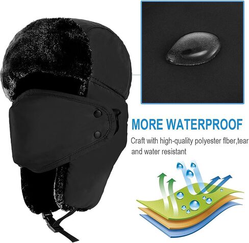 TZ Promise Unisex Winter Trapper Russian Hats with Face Mask Earflaps Faux Fur Outdoor in Saudi Arabia