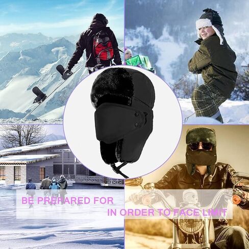 TZ Promise Unisex Winter Trapper Russian Hats with Face Mask Earflaps Faux Fur Outdoor in Saudi Arabia
