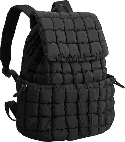 XSUIOY Quilted Backpack Purse for Women Small Lightweight Puffer Puffy College Laptop Backpack Nylon Casual Bookbag Daypack Top Flap Drawstring Padding Hiker Travel Gym Backpack(Pink) in Saudi Arabia
