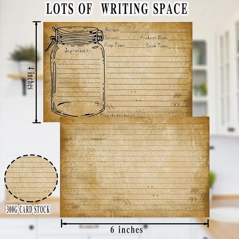100 Count Recipe Cards, Recipe Cards 4x6 Inch White, 4x6 Recipe Cards Double Sided, Blank Recipe Cards for Bridal Showers and Wedding, Christmas Gifts in Saudi Arabia