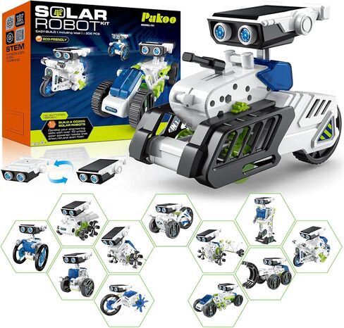 12 in 1 Solar Robot Kit, Education Science Experiment Kits for Kids Ages 8-12, DIY Solar Power Building Kit with Solar Panel and Battery Power Christmas Birthday Idea Gifts Toy for Tennagers-Green in Saudi Arabia