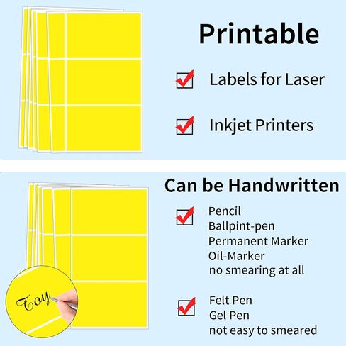 ملصقات ملصقات ملونة قابلة للإزالة من STARLIBOO، ملصقات متحركة مستطيلة مقاس 3 × 5 بوصة، مقاومة للماء/الزيت/التمزق ولا تترك بقايا ملصقات كبيرة لرموز الألوان لصناديق التخزين والمكتب والمدرسة - أصفر in Kuwait
