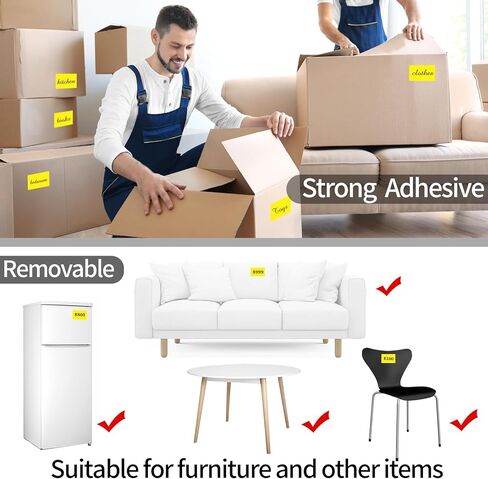 ملصقات ملصقات ملونة قابلة للإزالة من STARLIBOO، ملصقات متحركة مستطيلة مقاس 3 × 5 بوصة، مقاومة للماء/الزيت/التمزق ولا تترك بقايا ملصقات كبيرة لرموز الألوان لصناديق التخزين والمكتب والمدرسة - أصفر in Kuwait