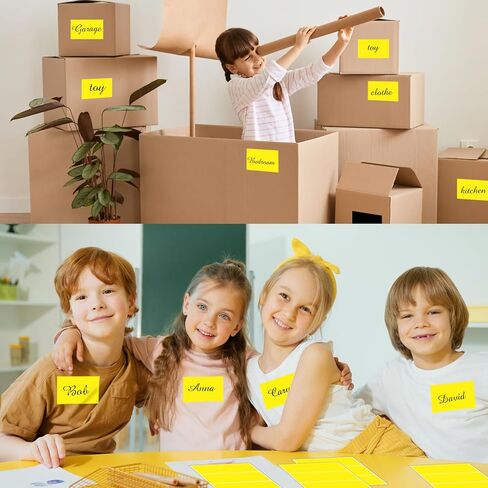 ملصقات ملصقات ملونة قابلة للإزالة من STARLIBOO، ملصقات متحركة مستطيلة مقاس 3 × 5 بوصة، مقاومة للماء/الزيت/التمزق ولا تترك بقايا ملصقات كبيرة لرموز الألوان لصناديق التخزين والمكتب والمدرسة - أصفر in Kuwait