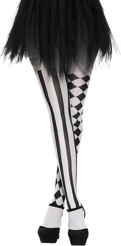 Spooktacular Creations Halloween Clown Tights for Adult Women, Halloween Black and White Harlequin Tights for Halloween Costume Cosplay Parties in Saudi Arabia