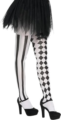 Spooktacular Creations Halloween Clown Tights for Adult Women, Halloween Black and White Harlequin Tights for Halloween Costume Cosplay Parties in Saudi Arabia