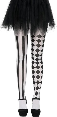 Spooktacular Creations Halloween Clown Tights for Adult Women, Halloween Black and White Harlequin Tights for Halloween Costume Cosplay Parties in Saudi Arabia