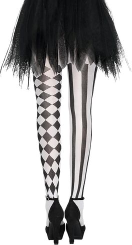 Spooktacular Creations Halloween Clown Tights for Adult Women, Halloween Black and White Harlequin Tights for Halloween Costume Cosplay Parties in Saudi Arabia
