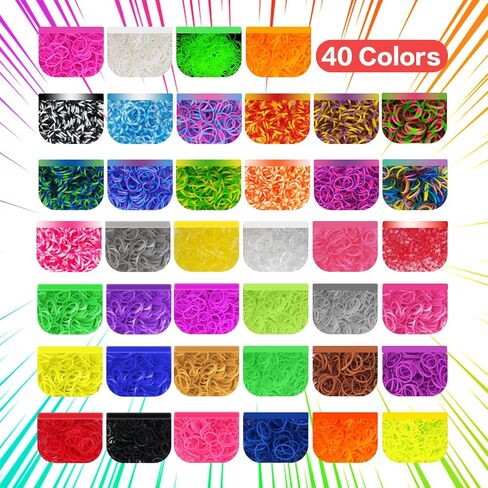DEHVIHS Rubber Band Bracelet Kit 40 Colors, 18000+ Rubber Loom Bands Kit with 3 Layer Container, Rubber Loom Kit for Bracelet Necklace Art DIY Craft （Purple Case） in Saudi Arabia