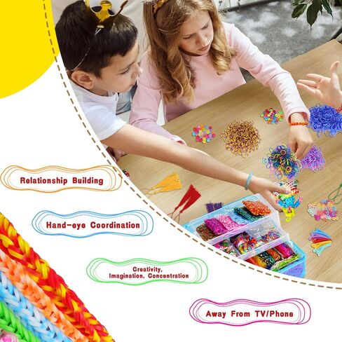 DEHVIHS Rubber Band Bracelet Kit 40 Colors, 18000+ Rubber Loom Bands Kit with 3 Layer Container, Rubber Loom Kit for Bracelet Necklace Art DIY Craft （Purple Case） in Saudi Arabia
