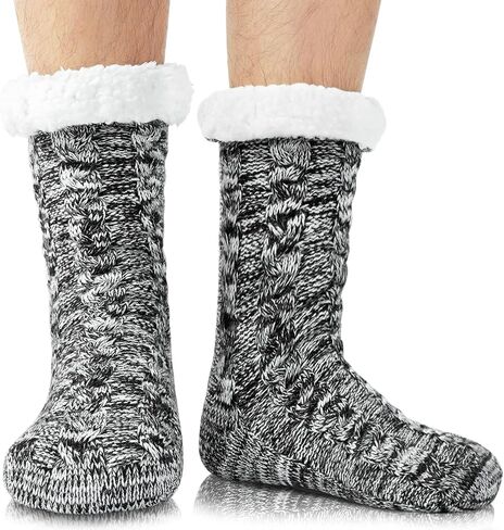 Junely Slipper Socks for Men with Grippers Fuzzy Cozy Fluffy Non Slip Warm Winter Thick Comfy Soft Fleece Cabin Socks Gifts in Saudi Arabia