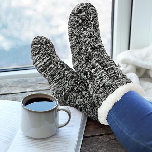 Junely Slipper Socks for Men with Grippers Fuzzy Cozy Fluffy Non Slip Warm Winter Thick Comfy Soft Fleece Cabin Socks Gifts in Saudi Arabia