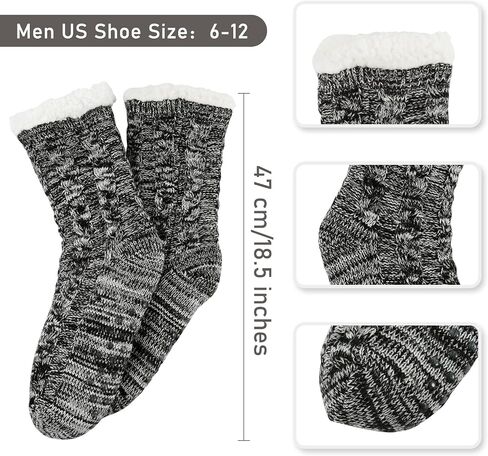 Junely Slipper Socks for Men with Grippers Fuzzy Cozy Fluffy Non Slip Warm Winter Thick Comfy Soft Fleece Cabin Socks Gifts in Saudi Arabia