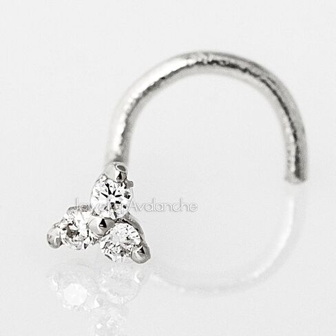 Jewelry Avalanche 22G Solid 14K Gold 0.015ctw 3-Stone Diamond Nose Stud - Nose Bone/L-Shape/Nose Screw Stud Nose Ring - April Birthstone Nose Stud in Saudi Arabia