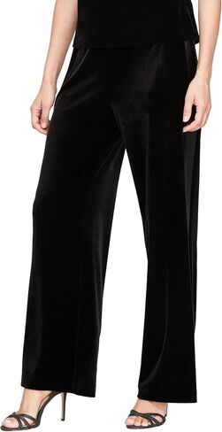 Alex Evenings Women's Straight Leg Full Length Velvet Dress Pant (Regular Petite) in Kuwait