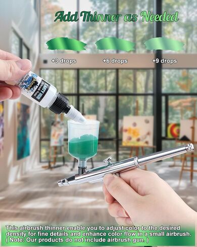 Airbrush Paint - 42 Colors with 4.05 Fl Oz Thinner, Iridescent, Neon and Metallic Air Brush Paints Acrylic Ready to Spray, Water-Based Painting Set for Artists Beginners in Kuwait