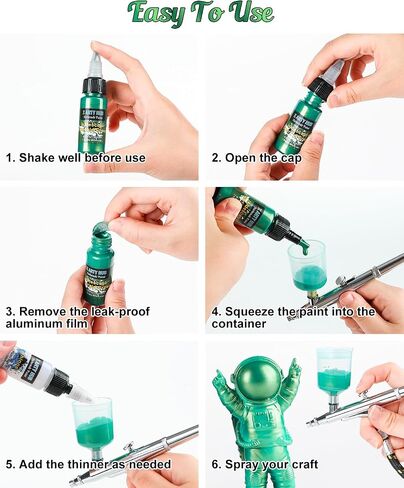 Airbrush Paint - 42 Colors with 4.05 Fl Oz Thinner, Iridescent, Neon and Metallic Air Brush Paints Acrylic Ready to Spray, Water-Based Painting Set for Artists Beginners in Kuwait