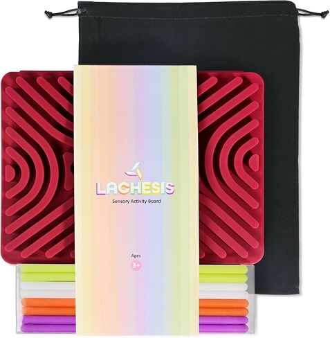 Sensory Activity Board, Foldable Silicone Fidget Toys, Busy Board for Calming, Stress, Anxiety, ADHD, Autism Sensory Products for Kids 3+ & Adults, Fidgets Pad |Portable Travel Bag| 22 Strings, Large in Saudi Arabia