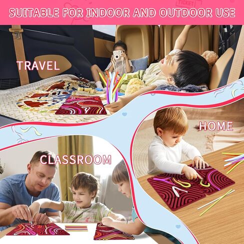 Sensory Activity Board, Foldable Silicone Fidget Toys, Busy Board for Calming, Stress, Anxiety, ADHD, Autism Sensory Products for Kids 3+ & Adults, Fidgets Pad |Portable Travel Bag| 22 Strings, Large in Saudi Arabia