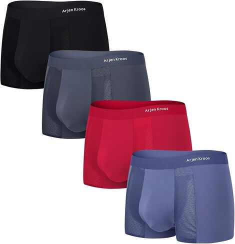 Arjen Kroos Men's Modal Trunks Underwear Sexy Mesh Boxer Briefs Quick Dry Tagless Underpants 4 PACK in Kuwait