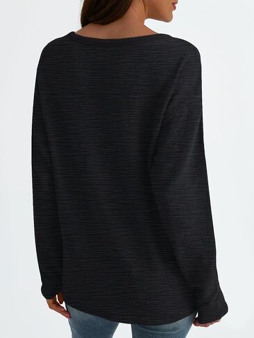AUTOMET Women's Long Sleeve Oversized Tshirts V Neck 2024 Cotton Sweater Tops Lightweight Business Casual Basic Tees in Saudi Arabia
