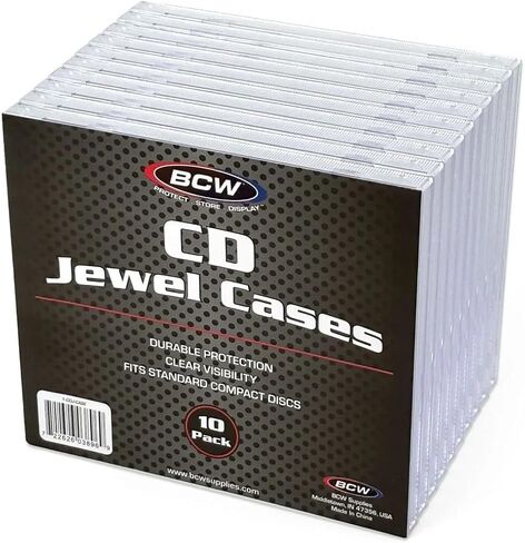 BCW CD Jewel Cases 10 Pack | Single CD Jewel Case | Protects CDs | Classic Design CD Cases | Compact Storage | Standard Jewel Case Dimensions | Perfect for CD Collection Organization in Saudi Arabia