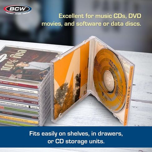 BCW CD Jewel Cases 10 Pack | Single CD Jewel Case | Protects CDs | Classic Design CD Cases | Compact Storage | Standard Jewel Case Dimensions | Perfect for CD Collection Organization in Saudi Arabia