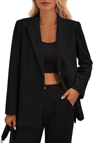 PRETTYGARDEN Women's Winter Corduroy Blazers Jackets Dressy Casual Ribbed Long Sleeve Lapel Fashion Work Business Outerwear in Saudi Arabia