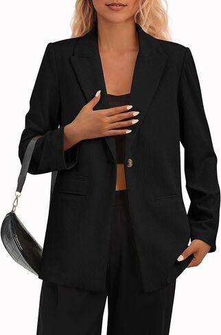 PRETTYGARDEN Women's Winter Corduroy Blazers Jackets Dressy Casual Ribbed Long Sleeve Lapel Fashion Work Business Outerwear in Saudi Arabia
