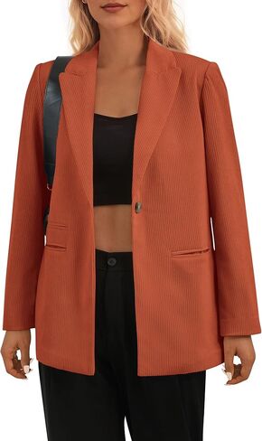 PRETTYGARDEN Women's Winter Corduroy Blazers Jackets Dressy Casual Ribbed Long Sleeve Lapel Fashion Work Business Outerwear in Saudi Arabia