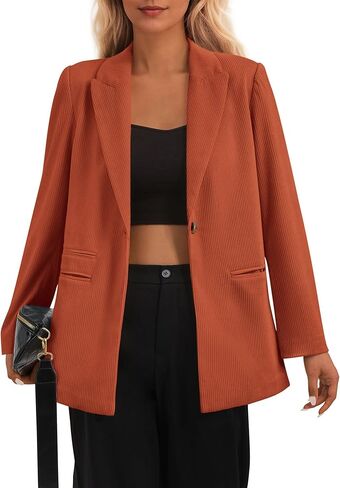 PRETTYGARDEN Women's Winter Corduroy Blazers Jackets Dressy Casual Ribbed Long Sleeve Lapel Fashion Work Business Outerwear in Saudi Arabia