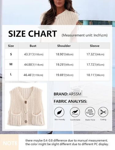 Arssm Women Button Down Chunky Sweater Vest Sleeveless Crop Knit Cardigan Cropped Knitted Sweater Vest in Saudi Arabia