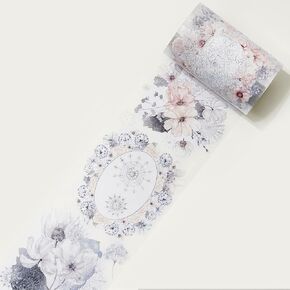 WT Frostbloom Wide PET Tape, Single Roll, Original Designs, Floral Decors, Winter Flower, Transparent Clear Adhesive Tape, Junk Journals Scrapbooks Bujo Planners DIY Craft Supplies Gifts