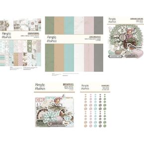 قصص بسيطة بسيطة عتيقة من الغابة الشتوية - حزمة مصمم صانع البطاقات مع وسادة ورقية مقاس 6 × 8؛ ورق تنسيق أساسي مقاس 12 × 12، ومجموعات من الألواح الخشبية، ونقاط وأجزاء من المينا in Kuwait